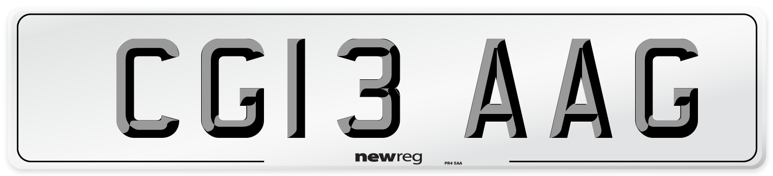 CG13 AAG Number Plate from New Reg